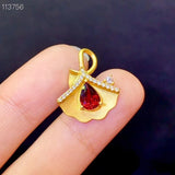 Water Drop Garnet Gemstone Pendant Necklace 925 Silver