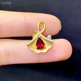 Water Drop Garnet Gemstone Pendant Necklace 925 Silver