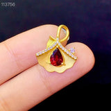 Water Drop Garnet Gemstone Pendant Necklace 925 Silver