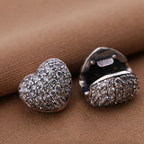 925 Sterling Silver Charm Heart Clip Bead with Clear Zirconia