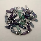 Fluorite Stone Crystal Pillar Pendants for Jewelry Making - 24pcs/lot