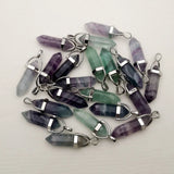 Fluorite Stone Crystal Pillar Pendants for Jewelry Making - 24pcs/lot