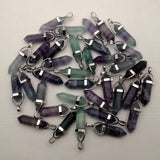 Fluorite Stone Crystal Pillar Pendants for Jewelry Making - 24pcs/lot
