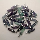 Fluorite Stone Crystal Pillar Pendants for Jewelry Making - 24pcs/lot
