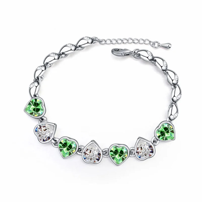 Full Heart Charm Crystal Bracelet for Women