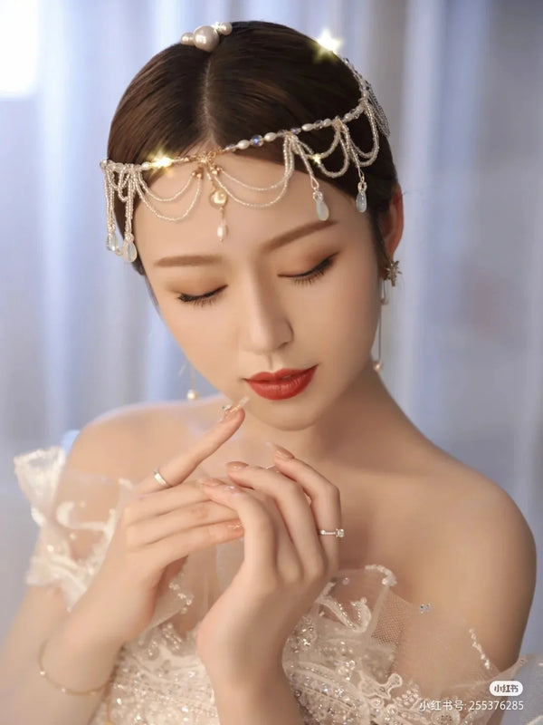 Glass Girl Forehead Ornaments Hair Crown Headdress