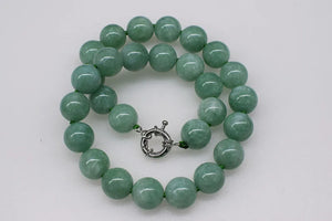 Green Jade Round 10/12/14mm Necklace 17in Beads Natural