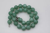 Green Jade Round 10/12/14mm Necklace 17in Beads Natural