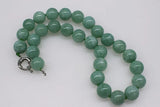 Green Jade Round 10/12/14mm Necklace 17in Beads Natural