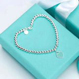 Classic Green Red Enamel Heart 925 Sterling Silver Bracelet