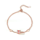 Love Shape Rose Sterling Silver 925 Bracelet for Women