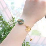 Hetian Chalcedony Fulu Gourd Bracelet Chinese Craft Women's Jewelry
