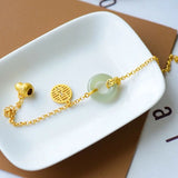 Hetian Chalcedony Fulu Gourd Bracelet Chinese Craft Women's Jewelry