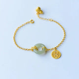 Hetian Chalcedony Fulu Gourd Bracelet Chinese Craft Women's Jewelry
