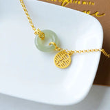 Hetian Chalcedony Fulu Gourd Bracelet Chinese Craft Women's Jewelry