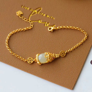 Hetian Chalcedony Brave Bracelet Chinese Retro Craft Women's Jewelry