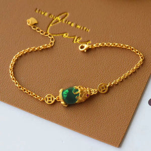 Hetian Chalcedony Brave Bracelet Chinese Retro Craft Women's Jewelry