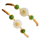 Inlaid Chalcedony Safety Clasp Bracelet Chinese Palace Women Jewelry
