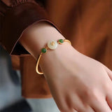 Inlaid Chalcedony Safety Clasp Bracelet Chinese Palace Women Jewelry