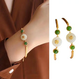 Inlaid Chalcedony Safety Clasp Bracelet Chinese Palace Women Jewelry