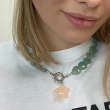 TIMELESS PEARLY green Malachite lapis beads natural stone heart pendant necklace