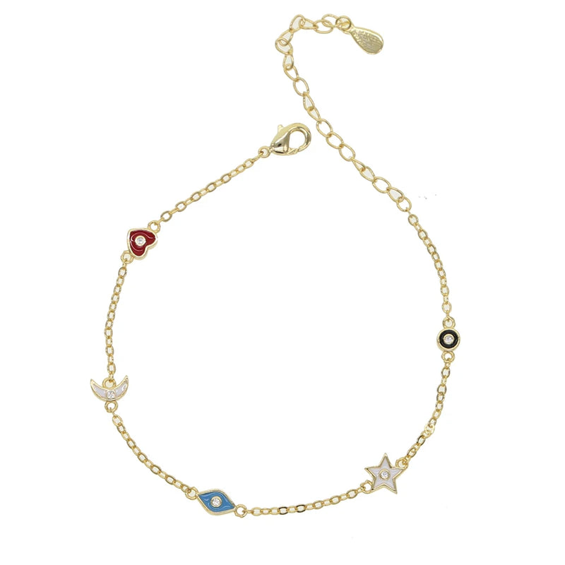 Sparkling CZ Star Charm Chain Bracelet for Christmas