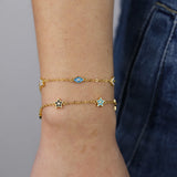 Sparkling CZ Star Charm Chain Bracelet for Christmas
