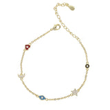 Sparkling CZ Star Charm Chain Bracelet for Christmas