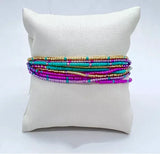 Pink Rice Bead Multi-String Drawstring Bracelet