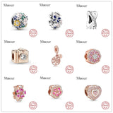 Rose Family Tree DIY Bead Fit Charms Silver 925 Bracelet Jewelry for Women