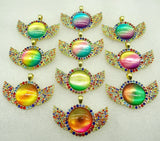 8PC Natural Stone Round Shaped Pendant for DIY Jewelry Making