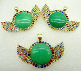 8PC Natural Stone Round Shaped Pendant for DIY Jewelry Making