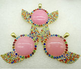 8PC Natural Stone Round Shaped Pendant for DIY Jewelry Making