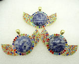 8PC Natural Stone Round Shaped Pendant for DIY Jewelry Making