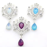 10Pcs 34*60mm Rhinestone Flat Brooch DIY Jewelry Accessory Craft