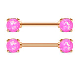 Opal Nipple Rings Set - White, Purple, Pink - Stainless Steel
