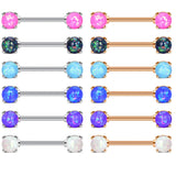 Opal Nipple Rings Set - White, Purple, Pink - Stainless Steel