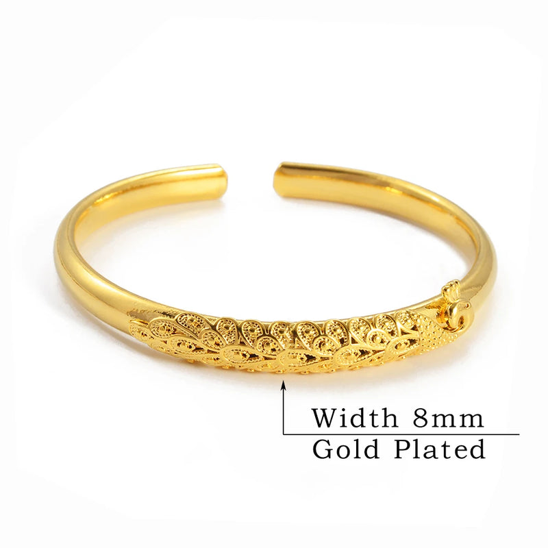 Plated Peacock Cuff Bangles Women Girl Mama Mothers Bracelets Jewelry