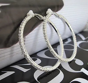 Clip Earrings Rhinestone Circle Brincos No Pierced Ear 5.5cm