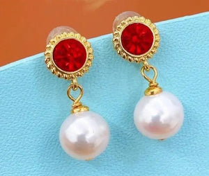 Natural Fresh Water Pearl Stud Earrings - 925 Sterling Silver