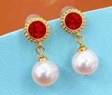 Natural Fresh Water Pearl Stud Earrings - 925 Sterling Silver
