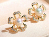 Natural Fresh Water Pearl Stud Earrings - 925 Sterling Silver