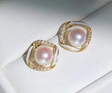 Natural Fresh Water Pearl Stud Earrings - 925 Sterling Silver