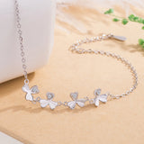 925 Sterling Silver Zircon Flower Pendant Bracelet
