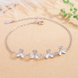 925 Sterling Silver Zircon Flower Pendant Bracelet