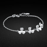 925 Sterling Silver Zircon Flower Pendant Bracelet