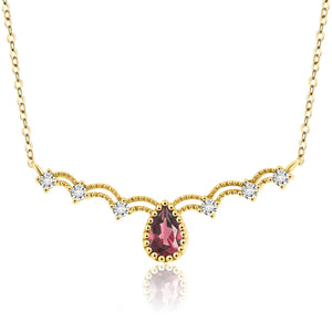 925 Silver Necklace with Natural Drop Garnet Pendant