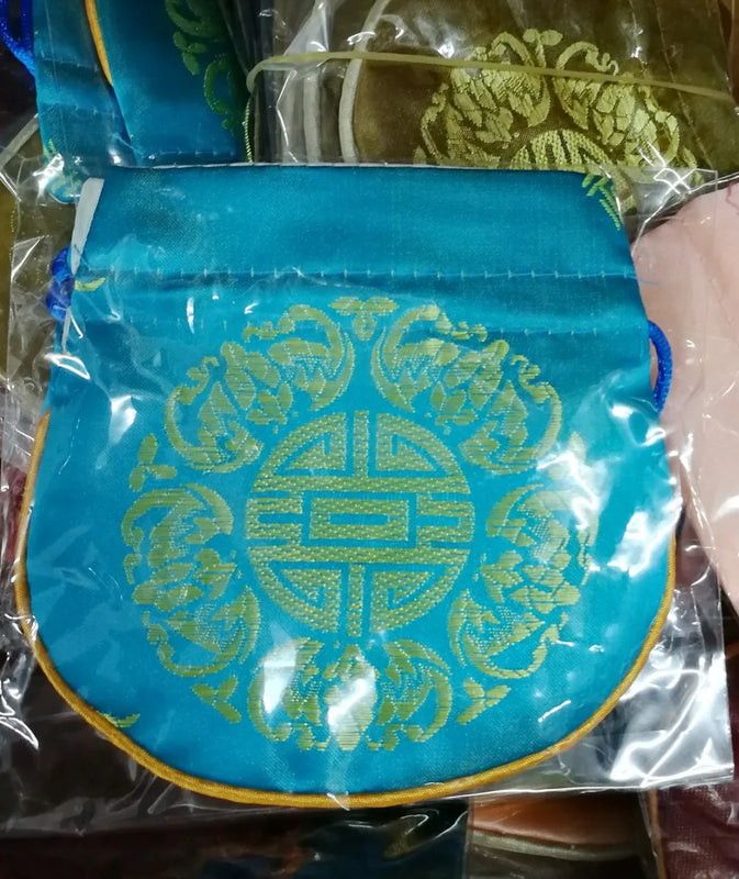 5'' Oval Embroidery Brocade Silk Coin Bags Purse Necklace Jewelry Bags Wallet