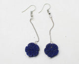Lapis Carved Flower Earrings 15-16mm Beads