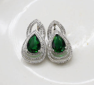 Freshwater Pearl Green Zircon Earrings Nature Beads